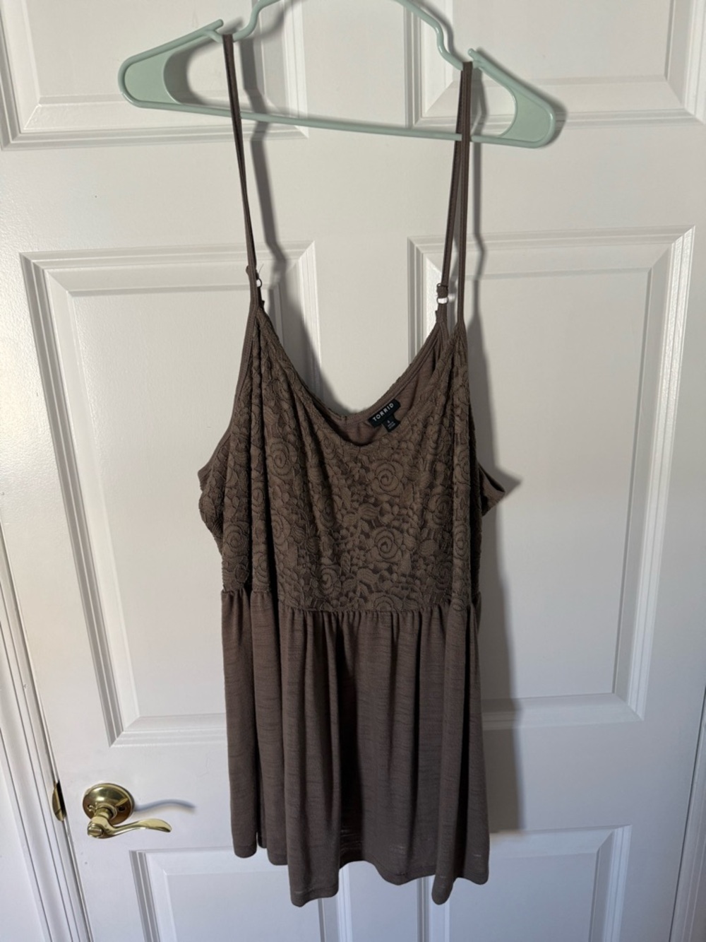 Torrid Brown Lace Bodice Spaghetti Strap Tank Top